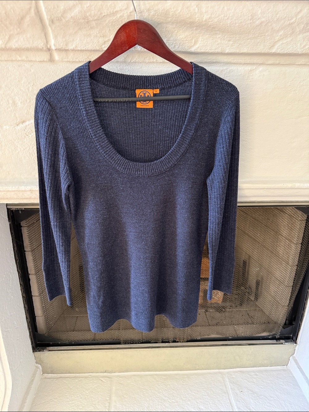 Tory Burch Women's Navy Scoop Neck Sweater